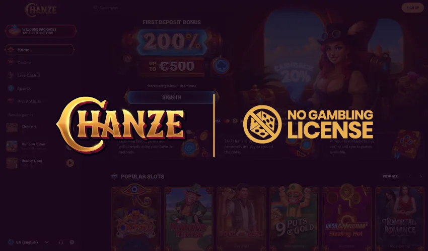 Chanze casino saknar spellicens