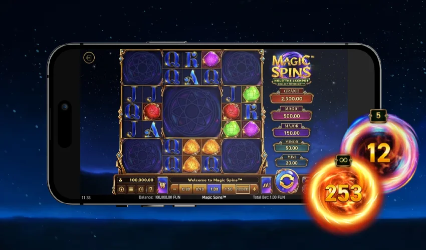 Spinzen casino mobilcasino. Q, K, Q, A, Q, J, J, J, Q, K, J, A, Q, Q, Q, Magic Spins Hold the jackpot, Gran 2,500.00, Magic 500.00, Major 150.00, Minor 50.00, Mini 20.00, 12, 253. Welcome to Magic spins TM.