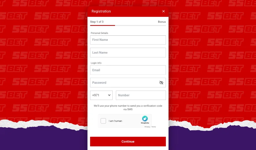 55bet casino registreringsprocess