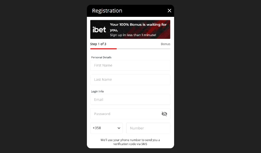 Ibet erbjuder snabb registrering